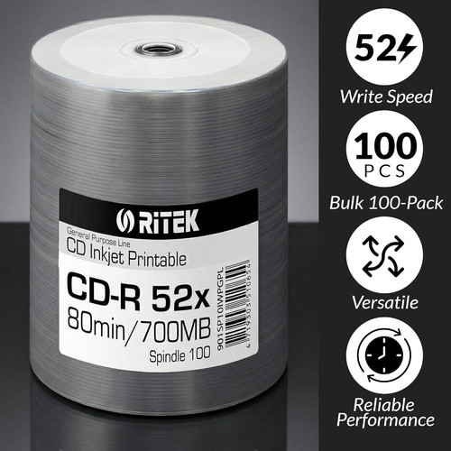 100 ritek gpl white inkjet - 100,